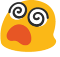 Blob style emoji with a dizzy face indicating confusion
